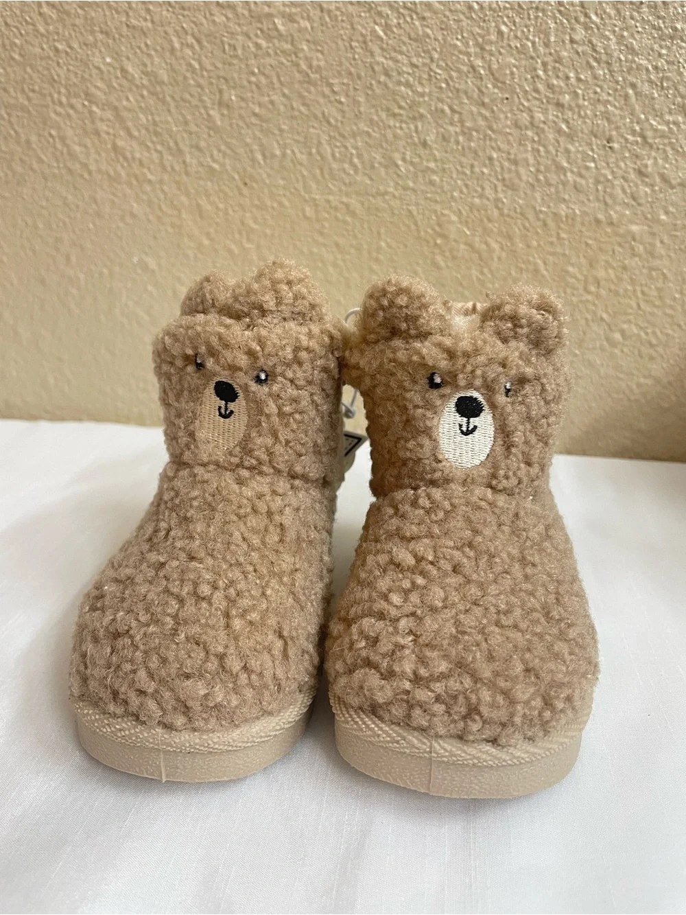 First Steps by Stepping Stones Baby Faux Fur Teddy Bear Zipper  Boots